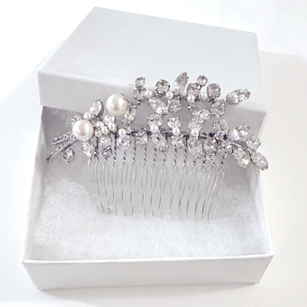 Jennifer Behr Silver Pearl & Crystal Bridal Hair Comb